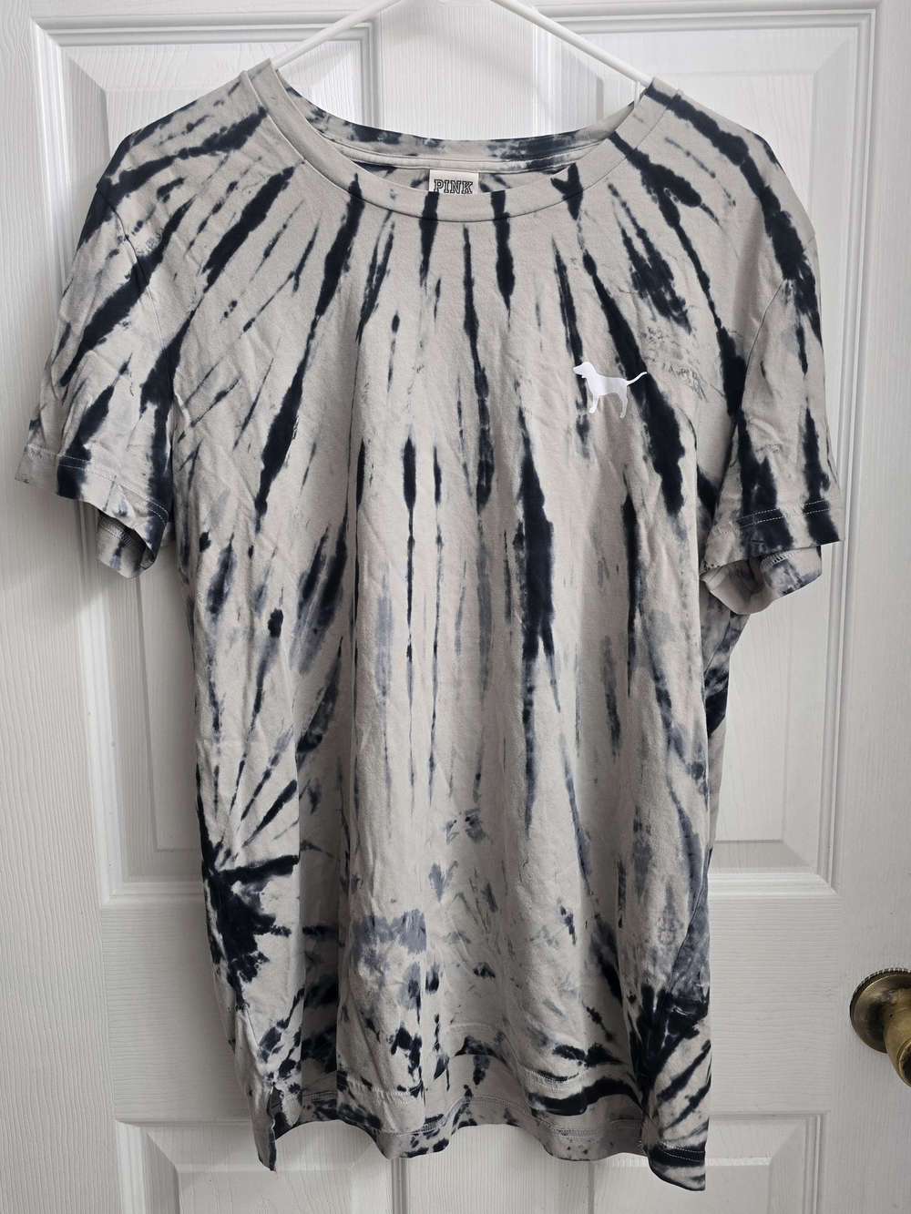 PINK Victoria's Secret Tie-Dye Short Sleeve Tee - Gray & Black